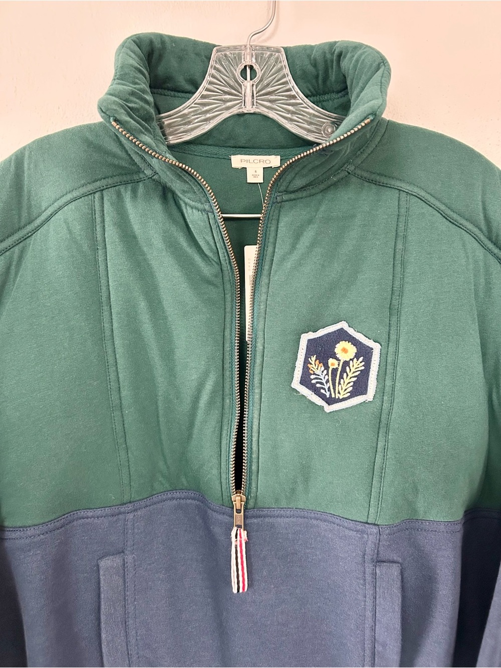 PILCRO 🏏 Shetland Half Zip Oversized Puffer Pullover Sweatshirt - Size S - Picture 3 of 5
